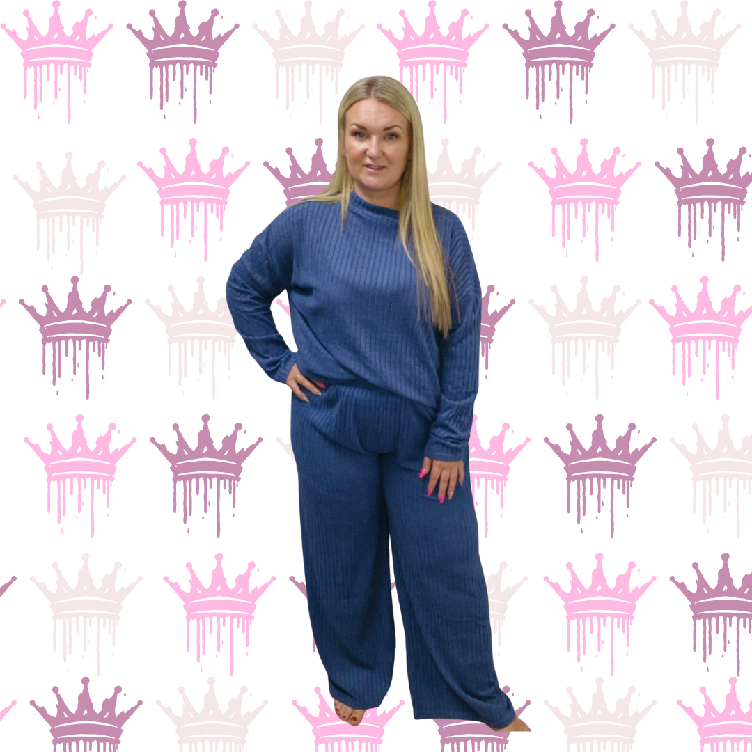 QTL - Wide Leg Crew Neck Lined Loungewear - One Size 14-26 , Comfortable (645)