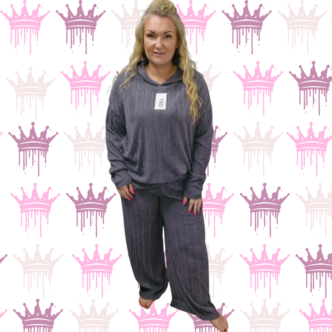 QTL - Wide Leg Hooded Loungewear - One Size 14-26 , Comfortable (651)