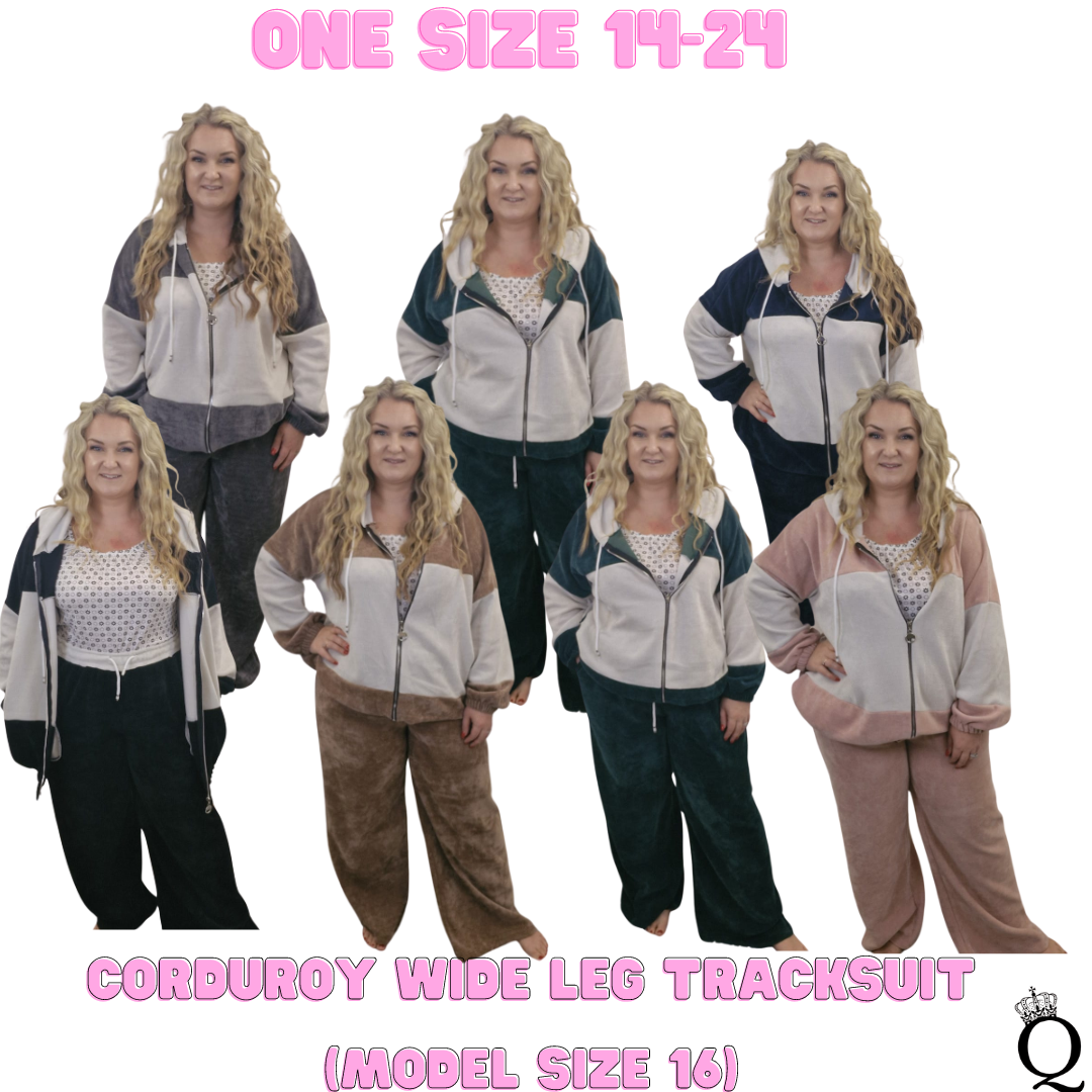 Corduroy Wide Leg Tracksuit (One Size 14-24)