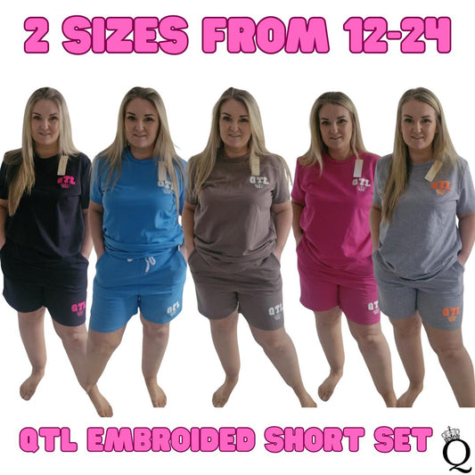 QTL - Embroidered Short Set (2 Sizes) 12-24 - qtl logo , cotton , soft , high quality , summer