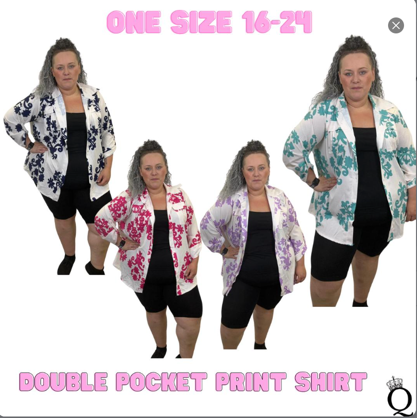 QTL - Double Pocket Print Shirt (One Size 16-24)