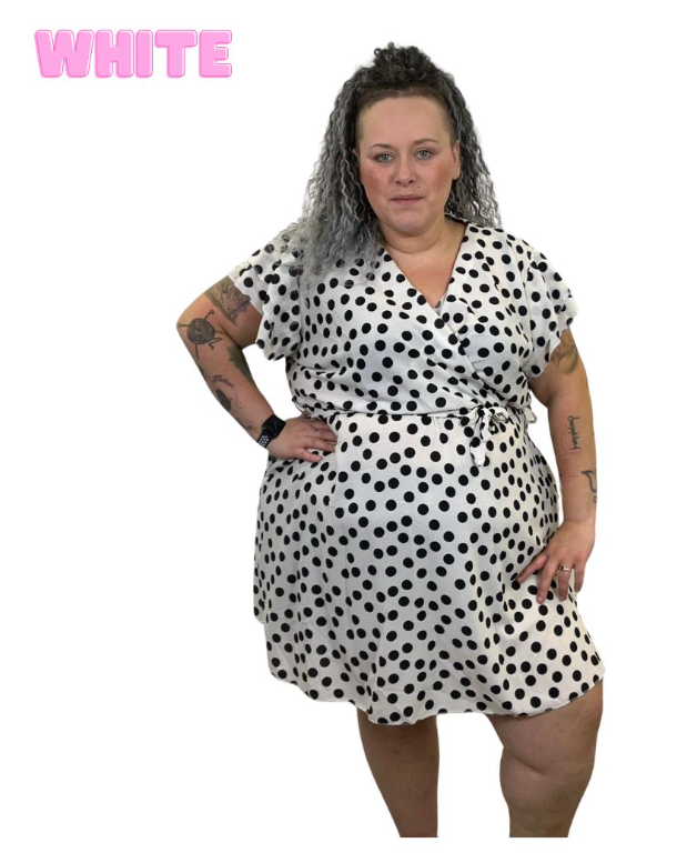 QTL - Polkadot Midi Dress (One Size 14-24) Summer, Wrap Style