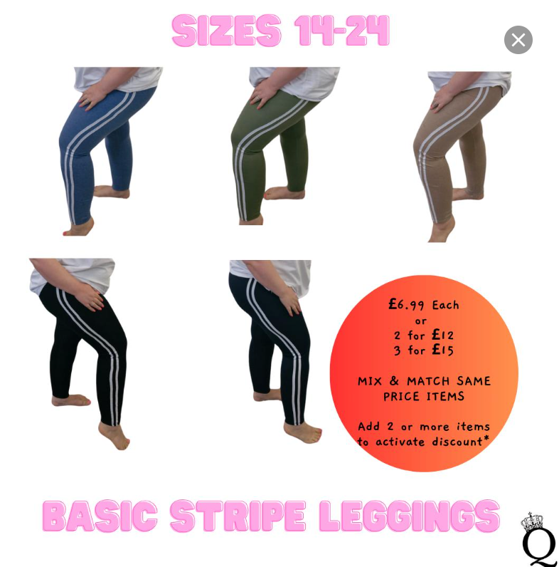 Basic Stripe Leggings (Size UK 14-24)