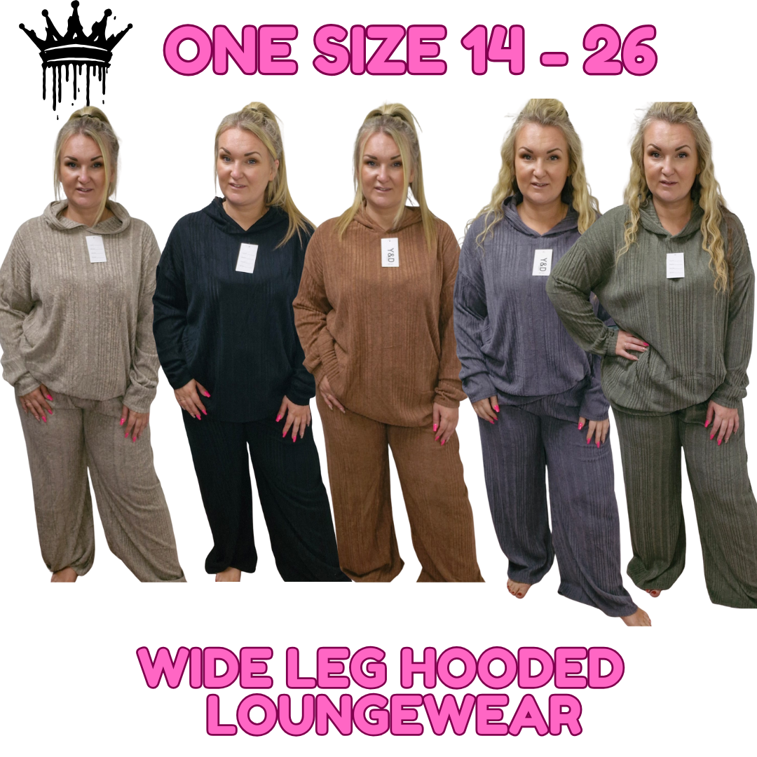 QTL - Wide Leg Hooded Loungewear - One Size 14-26 , Comfortable (651)