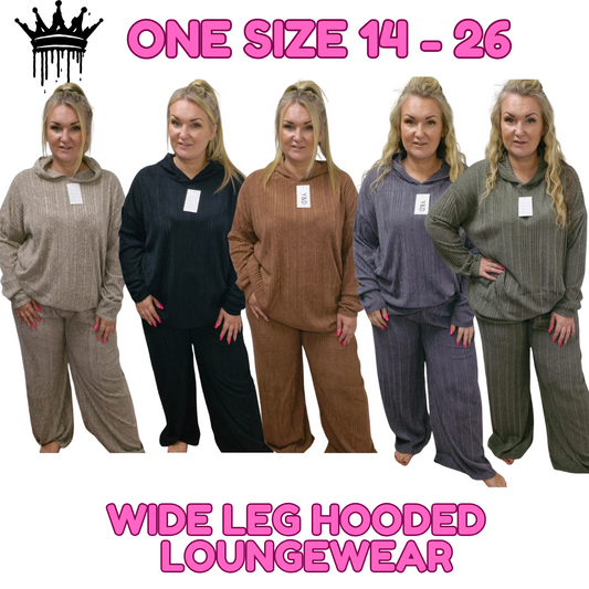 QTL - Wide Leg Hooded Loungewear - One Size 14-26 , Comfortable (651)