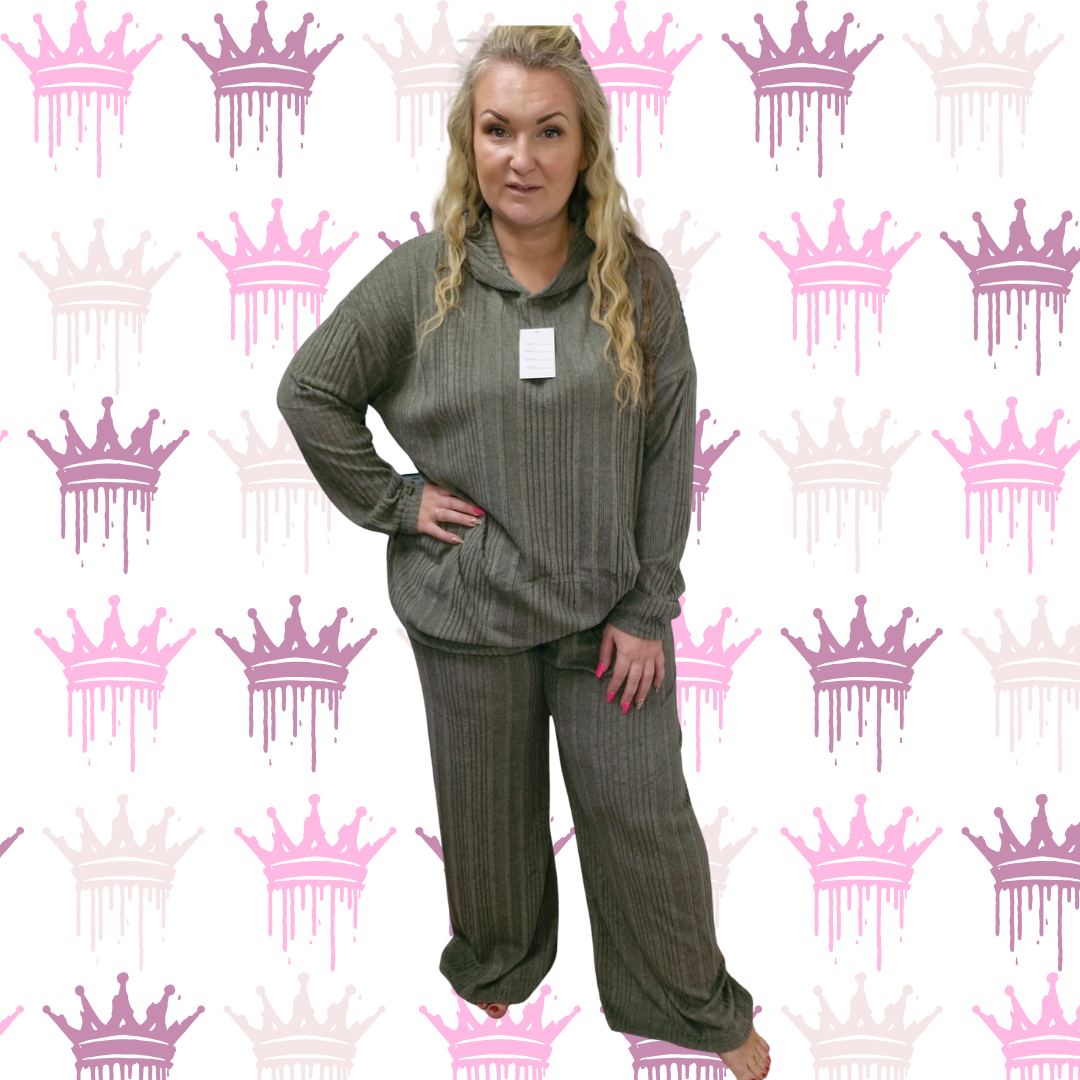 QTL - Wide Leg Hooded Loungewear - One Size 14-26 , Comfortable (651)