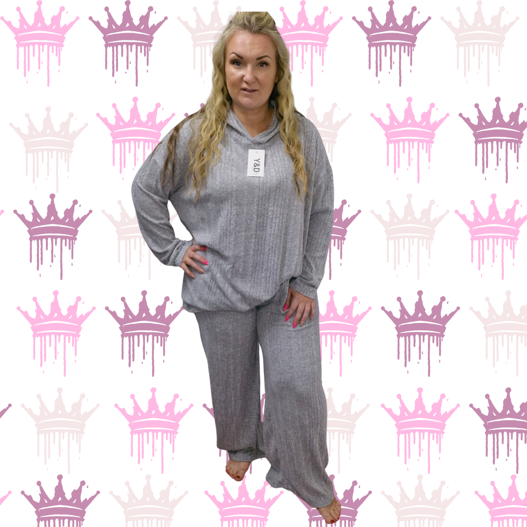 QTL - Wide Leg Hooded Loungewear - One Size 14-26 , Comfortable (651)