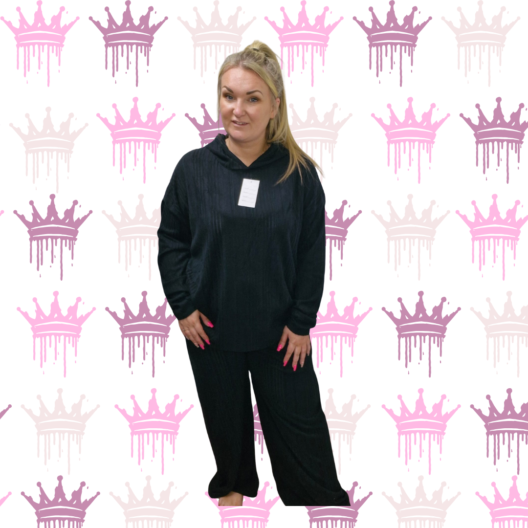 QTL - Wide Leg Hooded Loungewear - One Size 14-26 , Comfortable (651)