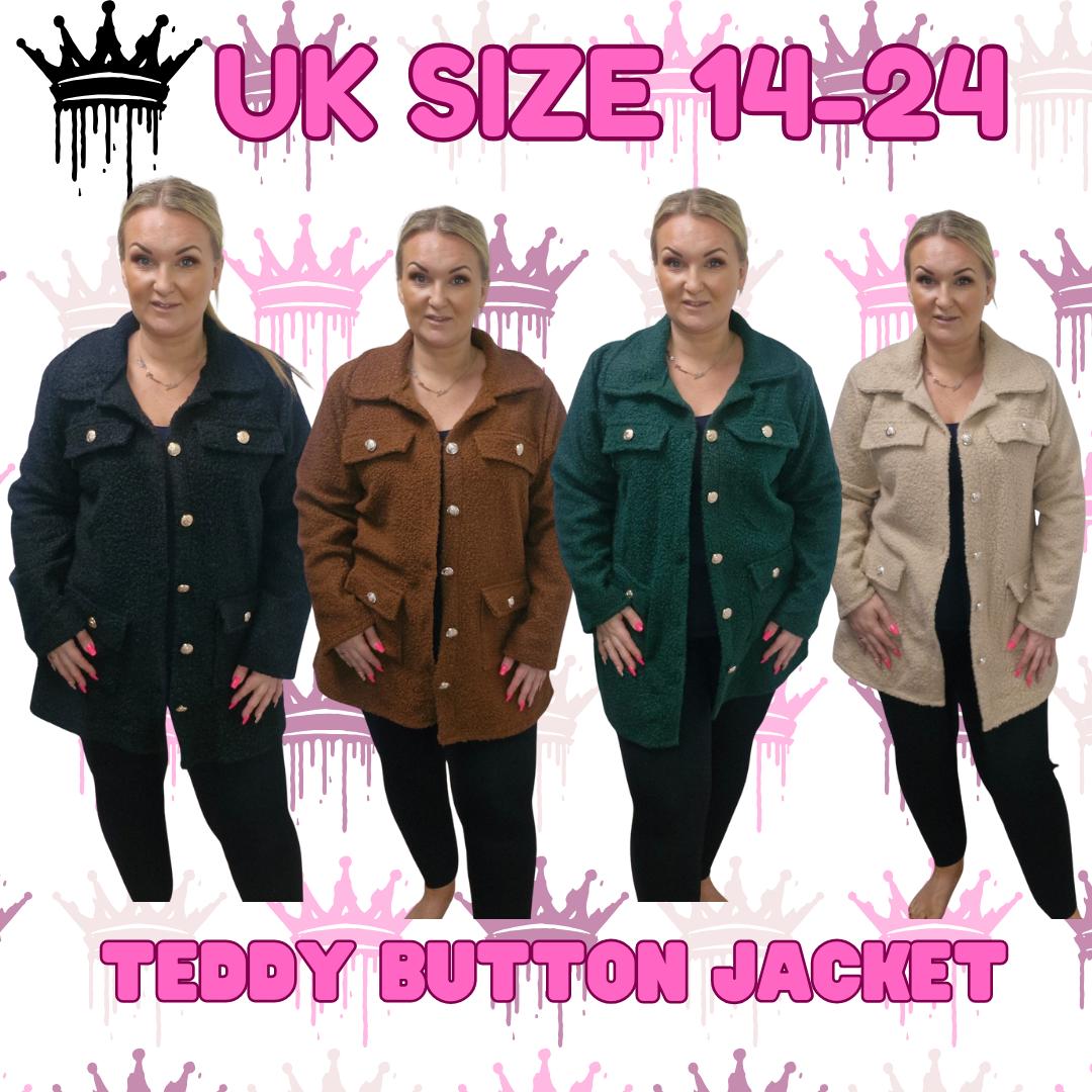 QTL - Teddy Button Jacket (Sized 14-18 & 20-24)