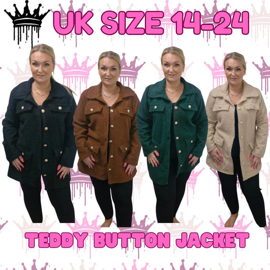 QTL - Teddy Button Jacket (Sized 14-18 & 20-24)