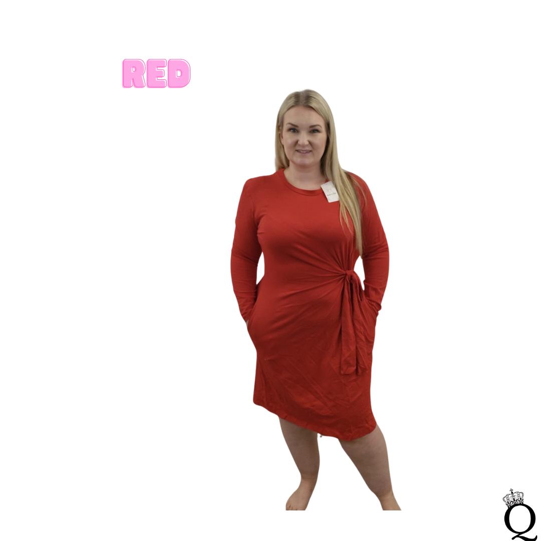 QTL - Long Sleeve Knot Dress Plus Size Winter (Sized 16-26)